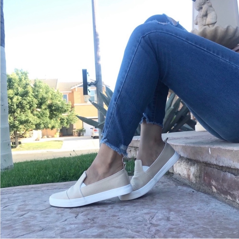 Tan Beige Canvas Women’s Slip Ons Fashion Sneakers✨